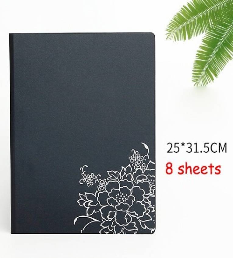 Porte-menu A4 Premium 8-en-1 en Similicuir – Design Élégant Bleu Marine Floral